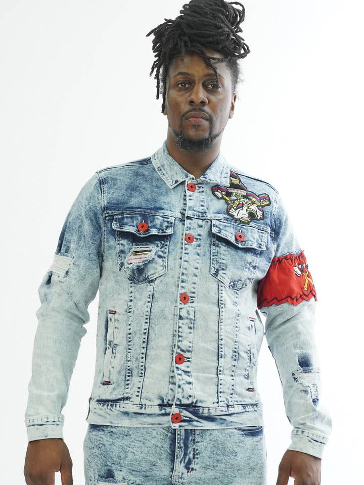 Veste en jean Makobi Hunting Season M1064 - Lavage léger pour la vente par Makobi