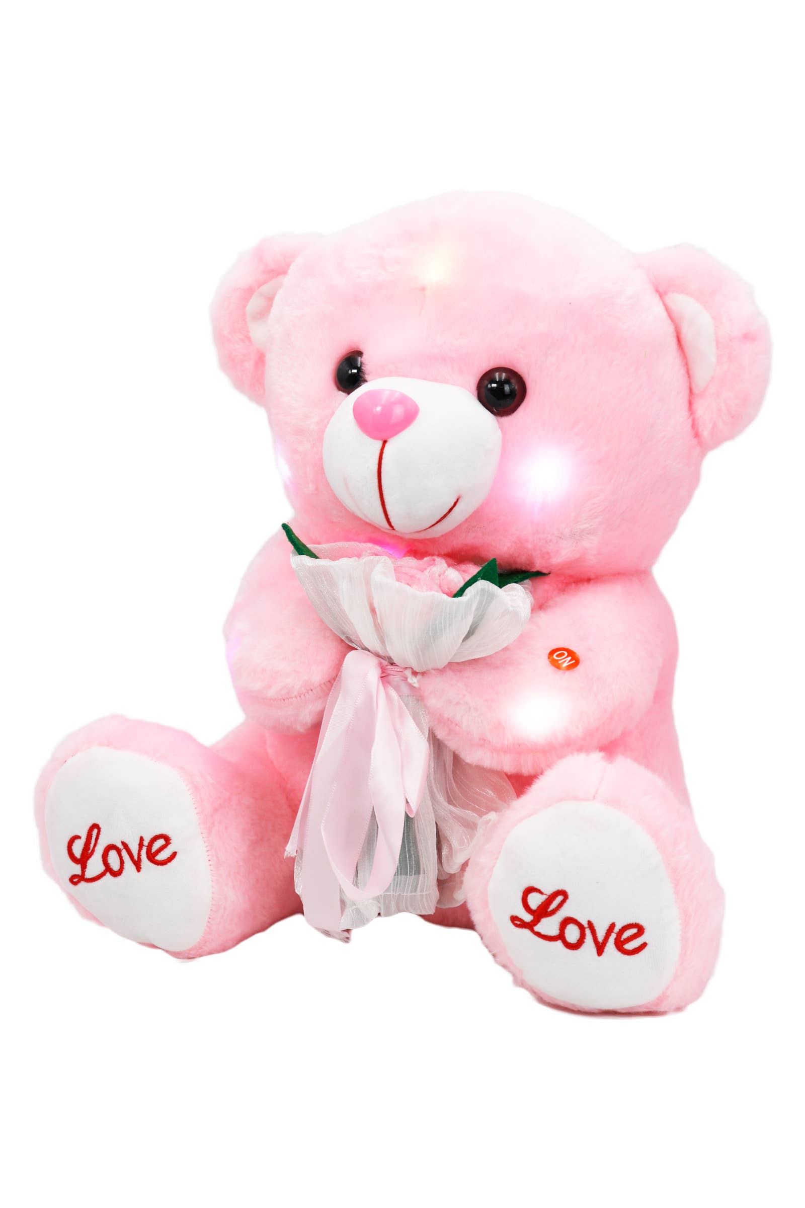 Cap Zone - Wholesale Stuffed/Plush Toy - Kids & Baby - Rose Flower Teddy Bear Music LED Stuffed Toy - 16 Inch3