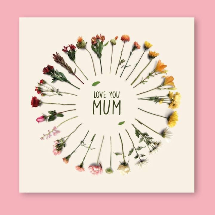 Love You Mum Floral Card for wholesale by mrs L cards