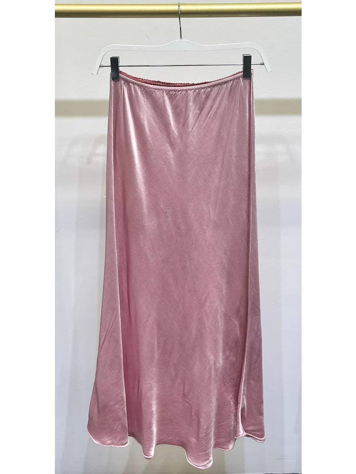 MILIO MILANO - Wholesale Skirt - Women's - SILKY SLIP SKIRT W/ LACE TRIM (9298/235110-DUSTY ROSE)