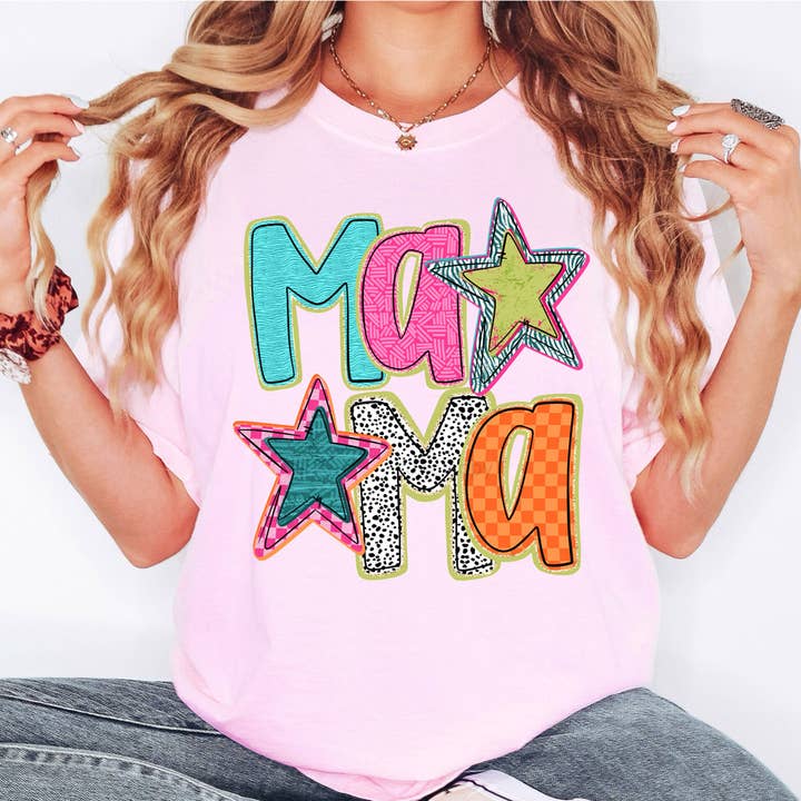 Mama Starstruck Patterned DTF Heat Transfer for wholesale by Trendy Transfers