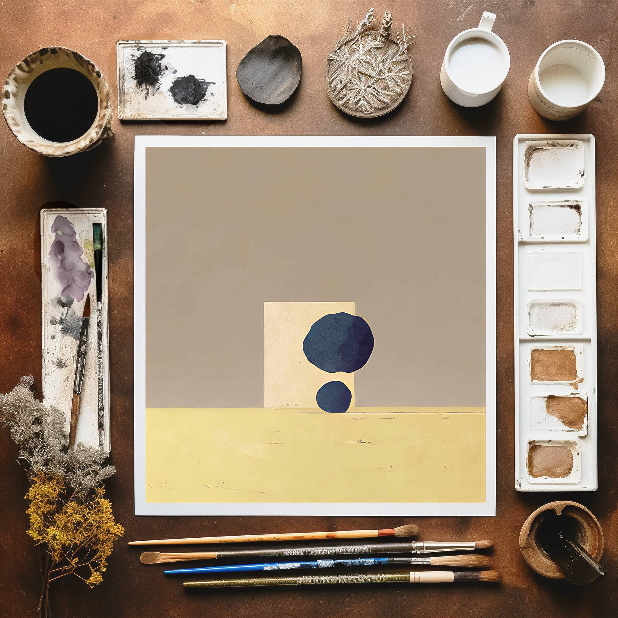 ArtbyHaise - Wholesale Painting/Drawing - Geometric, Navy and Beige: Modern Abstract Painting2