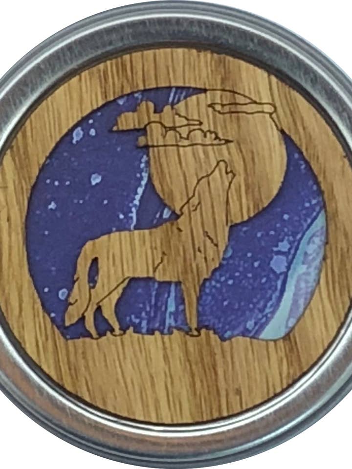 Varg och fullmåne trä och metall Dreambox för wholesale av Woodcutts Inc.