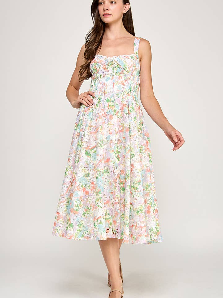 Blommig midiklänning med hålsöm för wholesale av Genzy Clothing