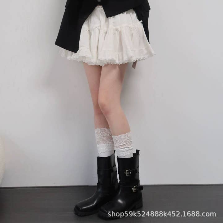 VividLux - Wholesale Socks - Women's - Lace Trim Boot Socks0