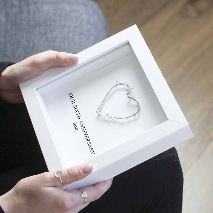 6th Anniversary Handmade Iron Heart Framed Gift for wholesale by Afewhometruths