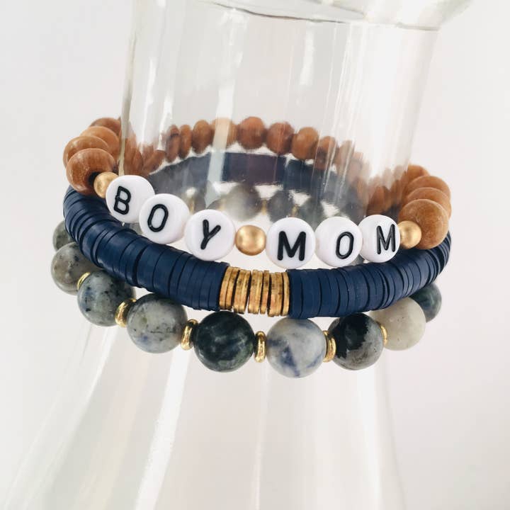 "Boy Mom" Bracelet Stack for wholesale by HL Stacks