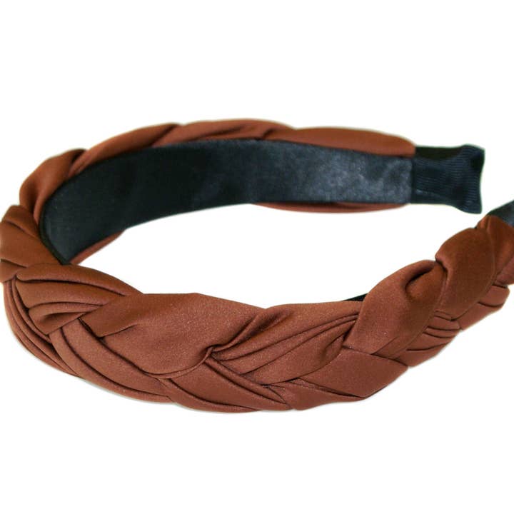 Haarreif aus Satin, gerafft, Zopf, Braun, HAB282 BRAUN für den Großhandel von Hepburn & Co.