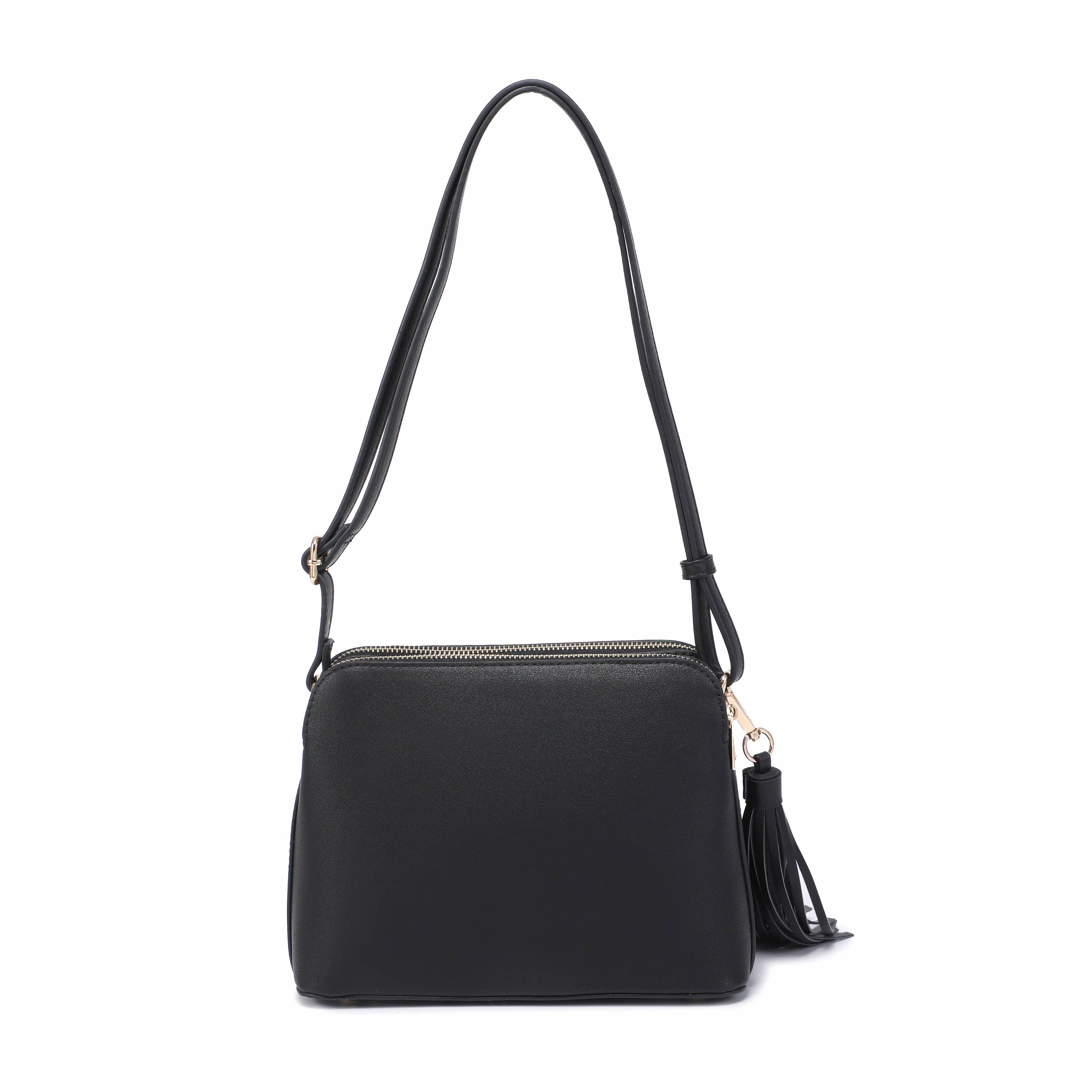 Papaya Fashion Ltd – wholesale Crossbody bag – Women's – CC022-Tassel Two Zip Top Compartments Cross Body Bag6