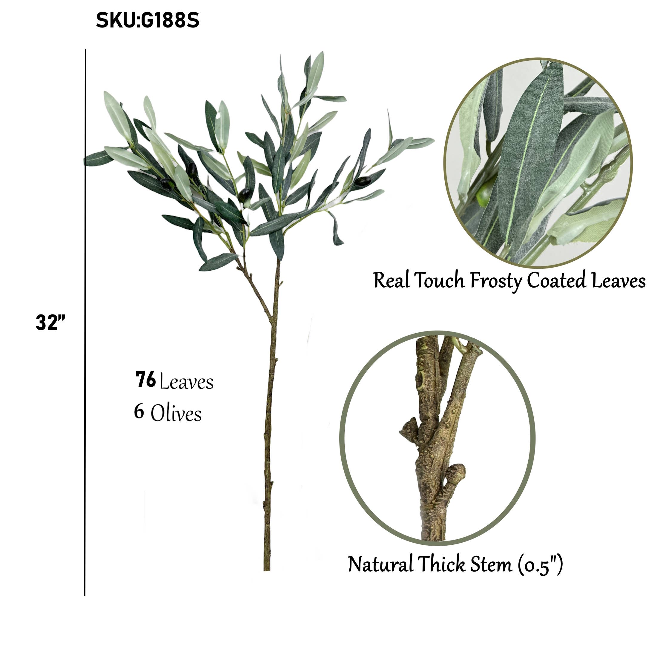 Angel Isabella - Vendita all'ingrosso Piante artificiali - Spray di Frutti e Foglie di Ramo d'Olivo di Qualità Premium - Verde Gelido5