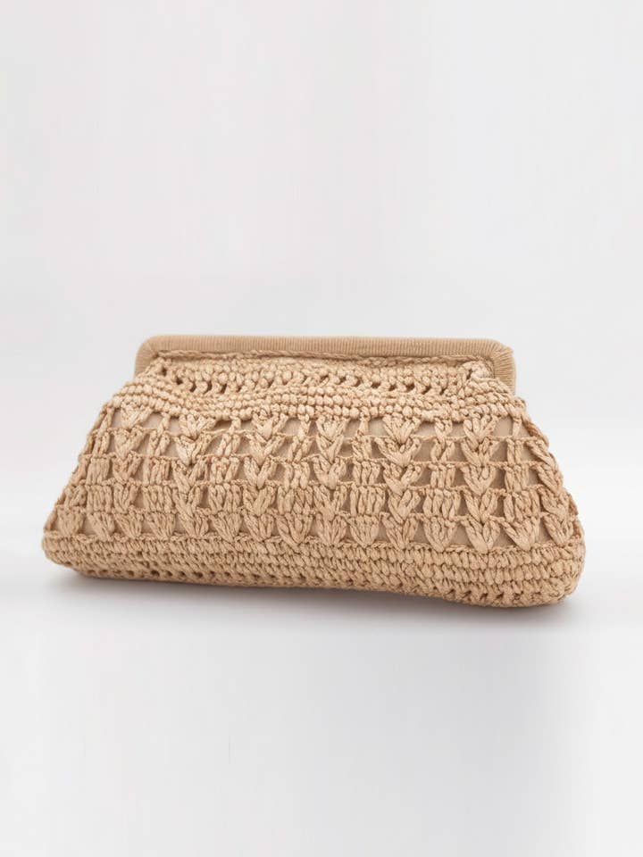 POCHETTE CUIR DORÉ CUIVRÉ GINA ACAJOU for wholesale by Maradji