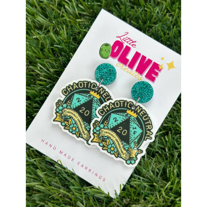 Little Olive Creates - Wholesale Dangle earrings - Dungeons and Dragons Chaotic Neutral Earrings1