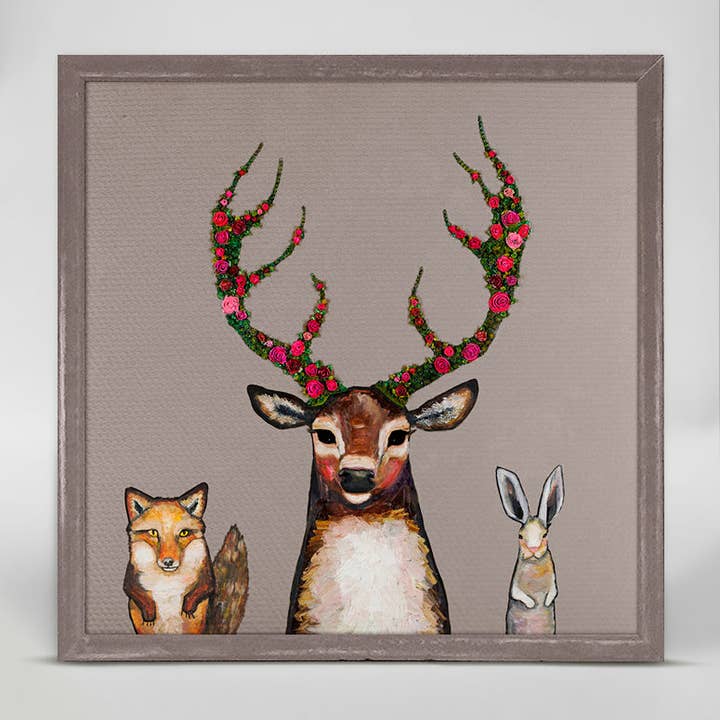 Fox, Buck & Hare Mini Framed Canvas for wholesale by GreenBox Art