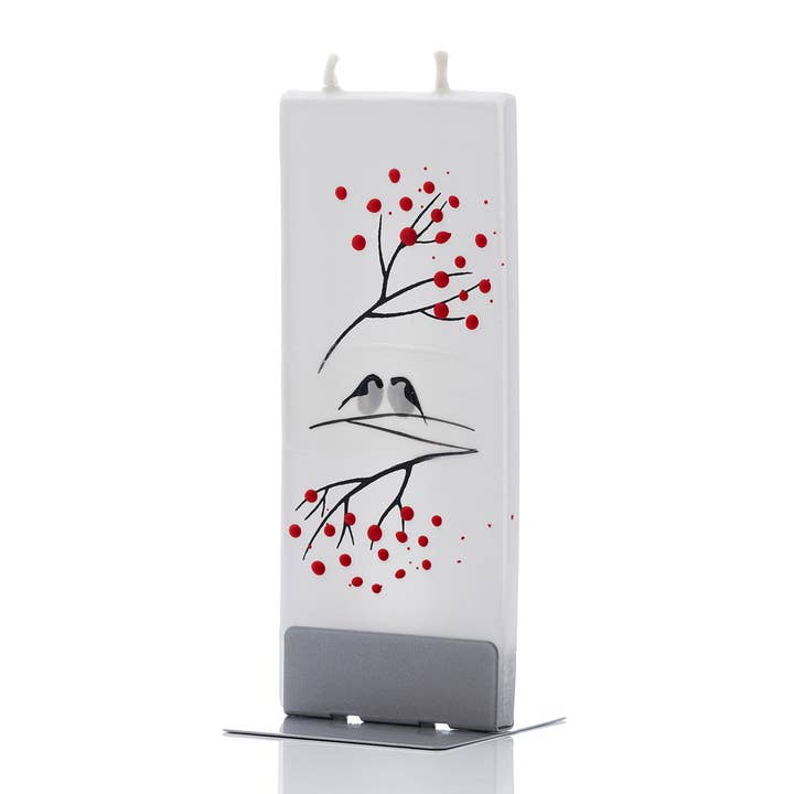 Flatyz Candles - Wholesale Novelty Candle - Flat Handmade Candle - Winter Birds on White1