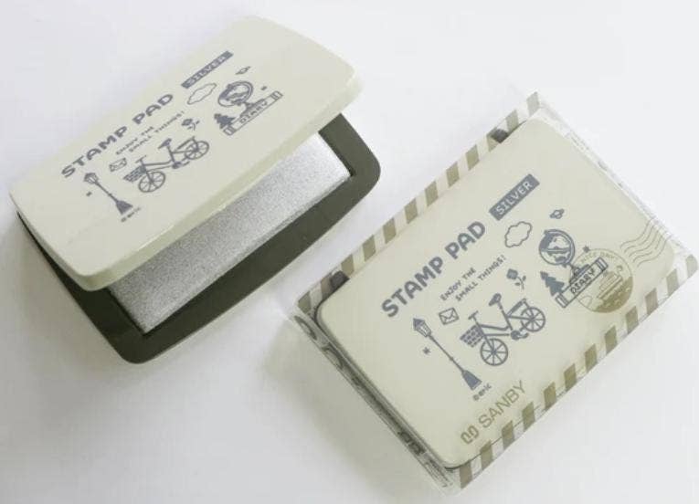 「FUNJI」In Japan - Wholesale Rubber/Decorative Stamp - Eric × SANBY Stamp Pad Vol.2 Gold, Silver, Navy Japanese Ink6