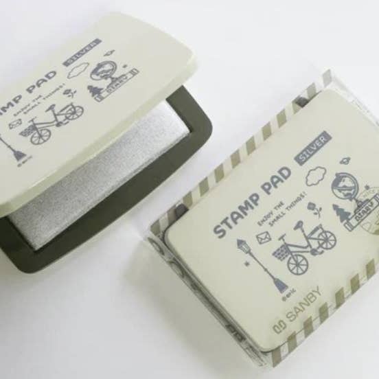 「FUNJI」In Japan - Wholesale Rubber/Decorative Stamp - Eric × SANBY Stamp Pad Vol.2 Gold, Silver, Navy Japanese Ink6