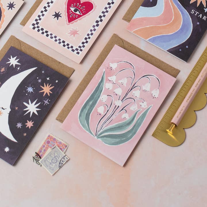Sister Paper Co. – Engroshandel Hverdagshilsen kort – Lily of the Valley Minikort | Tomt kort | Minikort