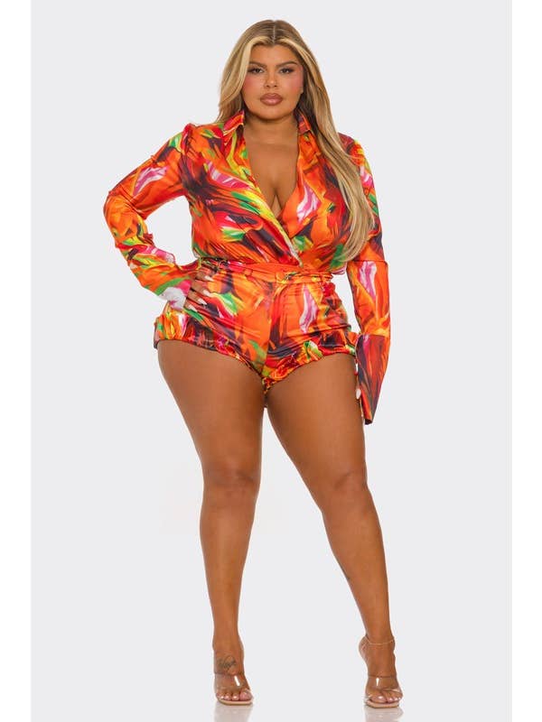 BANJUL - Wholesale Lounge Set - Women's - BCCTR24590P1 Plus Size 2Pcs Bodysuit & Shorts Set10