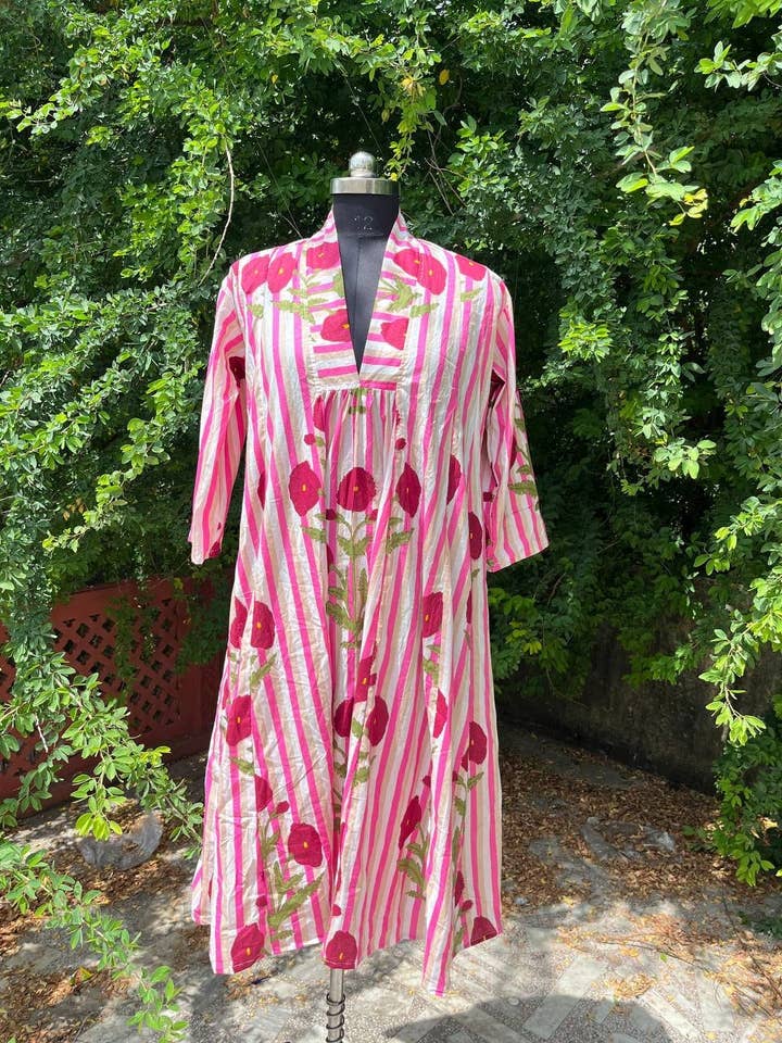 Bhawana Handicrafts - Wholesale Dress - Women's - Indian Cotton Hand Block Printed Floral Boho Summer Dress1