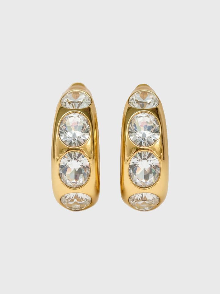 «Venice Ice» – clips d'oreilles «statement» étincelants avec cristaux pour la vente par Filippa Firenze