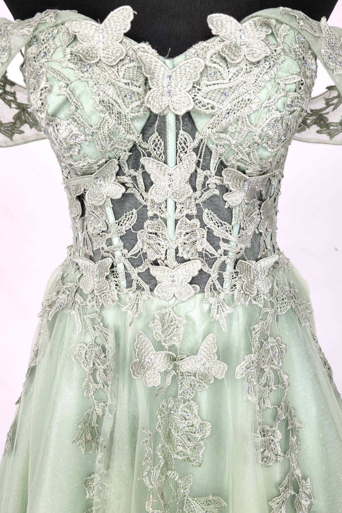 Chicas - Venta al por mayor Vestido - Mujer - Vestido con hombros descubiertos y mariposas C35013