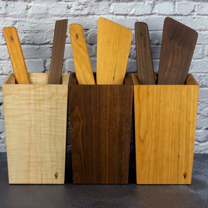Holz-Utensilienhalter | Walnuss, Kirsche, Ahorn | Handgefertigt in AZ für den Großhandel von Old Saguaro Woodcraft