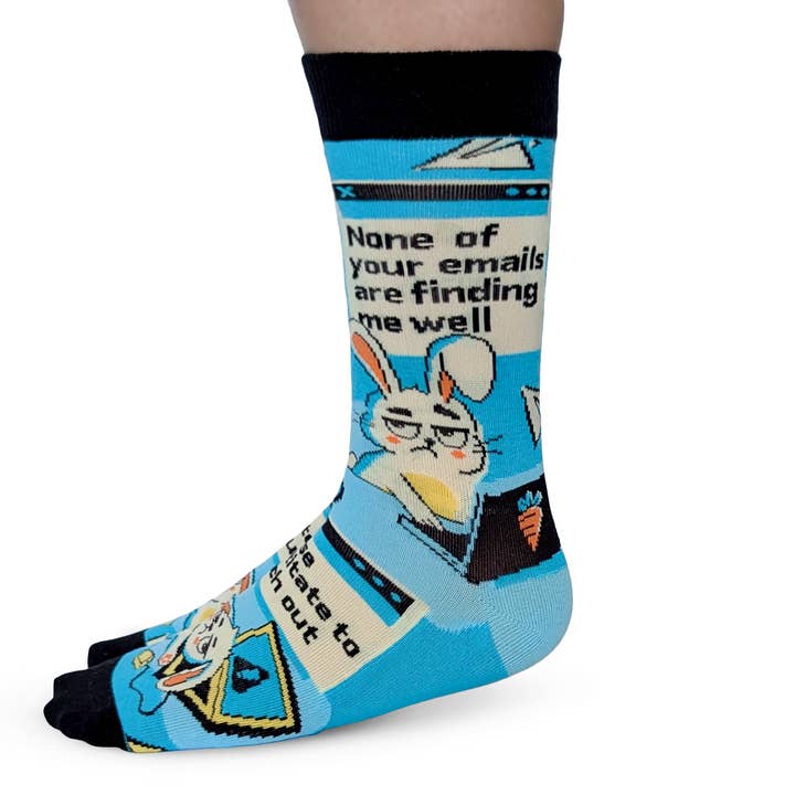 Inbox Bunny Socks - S/M (Women) for wholesale by Uptown Sox
