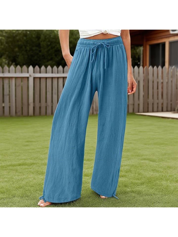 Lily Clothing - Wholesale Pants - Women's - Solid-colored cotton linen loose wide-leg pants5