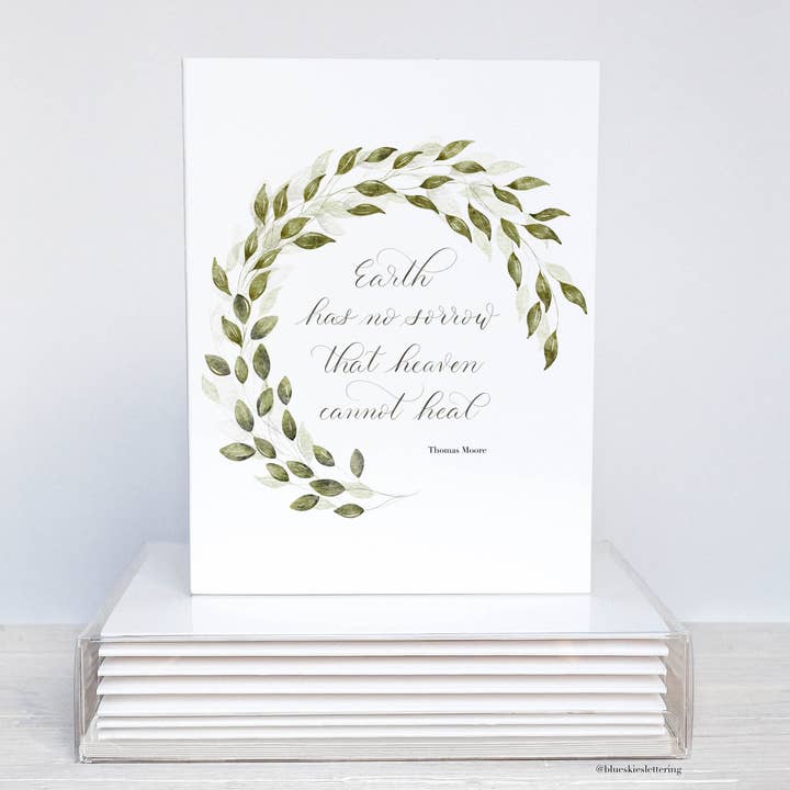 Beileidskarten-Set „Earth Has No Sorrows“, verpackt für den Großhandel von Blue Skies Lettering
