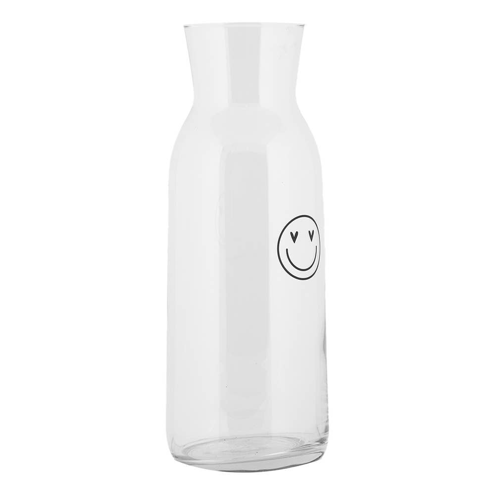 Clayre & Eef - Wholesale Kan - Clayre & Eef glazen karaf 1000 ml transparant met smiley1