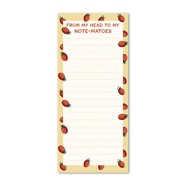 Tomato Notepad, Punny To-Do List with Optional Magnet for wholesale by Strokes of Sunshine Stationery