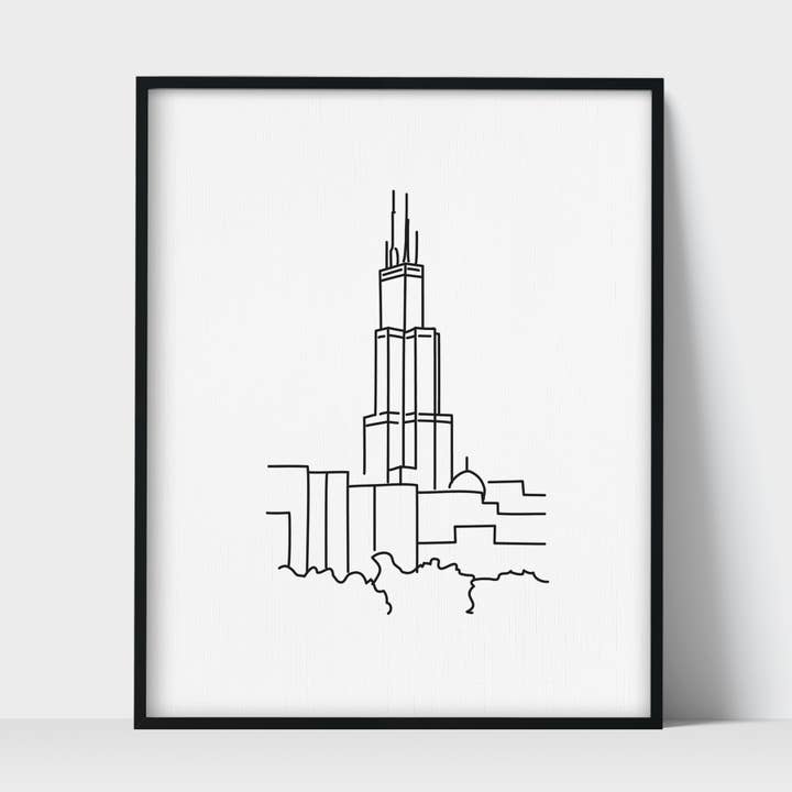 Reproduction artistique sans cadre Landmark Chicago Sears Tower pour la vente par Scenic Route Shop