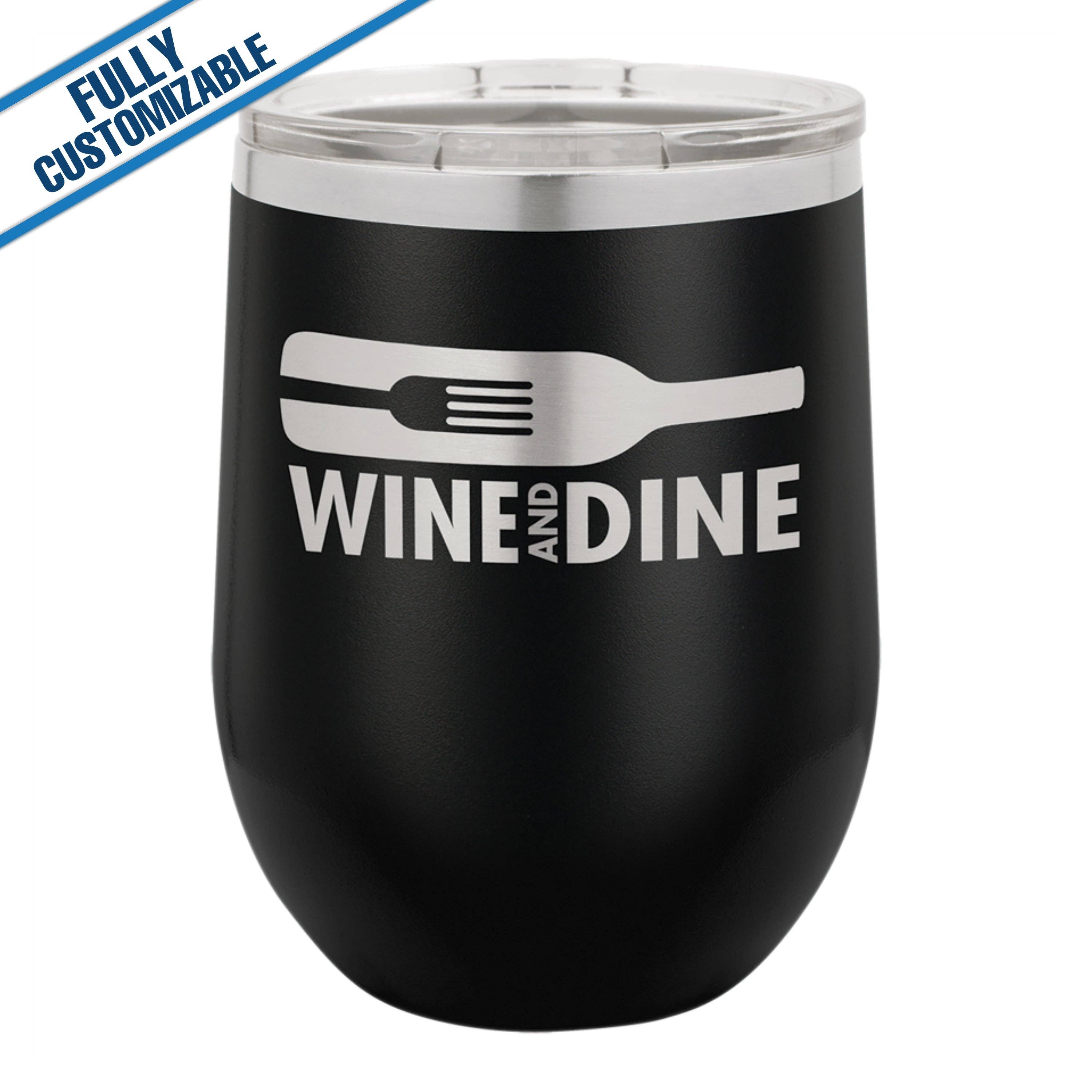 GiftWorksPlus - Vente Gourde/bouteille isotherme - 12 oz. Gobelet à vin gravé sans pied entièrement personnalisable1