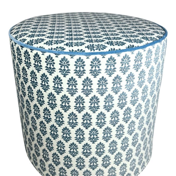Perch - Francie - Blue & white stool w/ cord (MADE TO ORDER) for wholesale by Piper-Collection