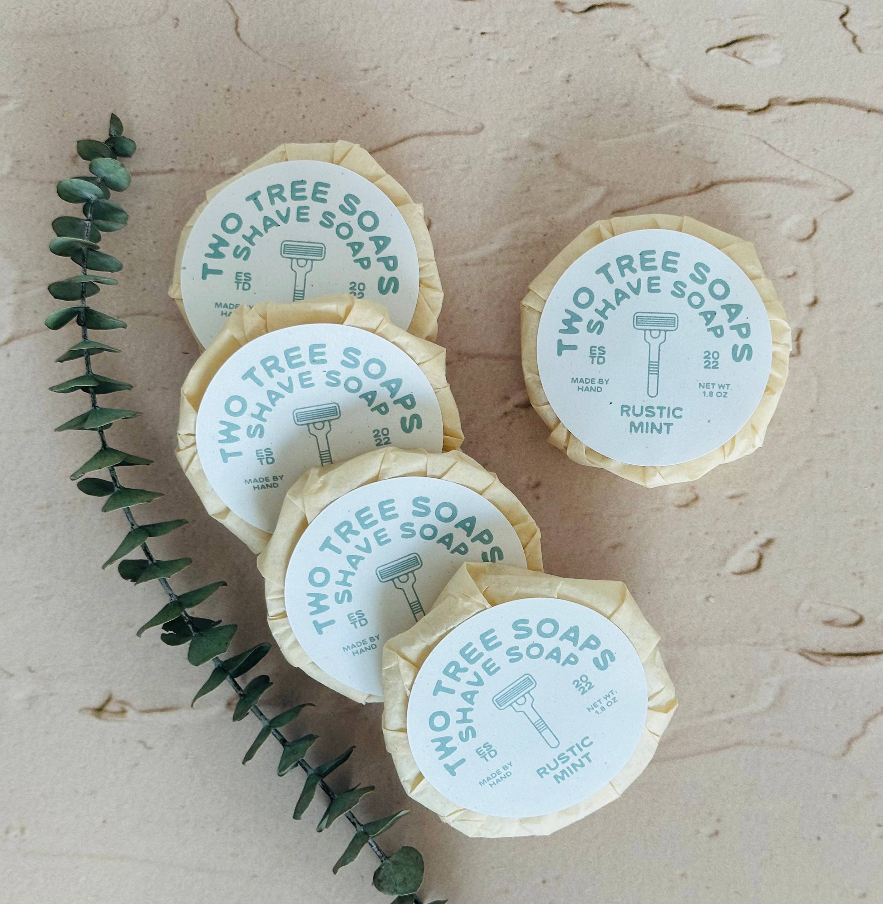 Two Tree Soaps - Wholesale Shave Soap - Men's - Natural Handmade Shave Soap - Rustic Mint2