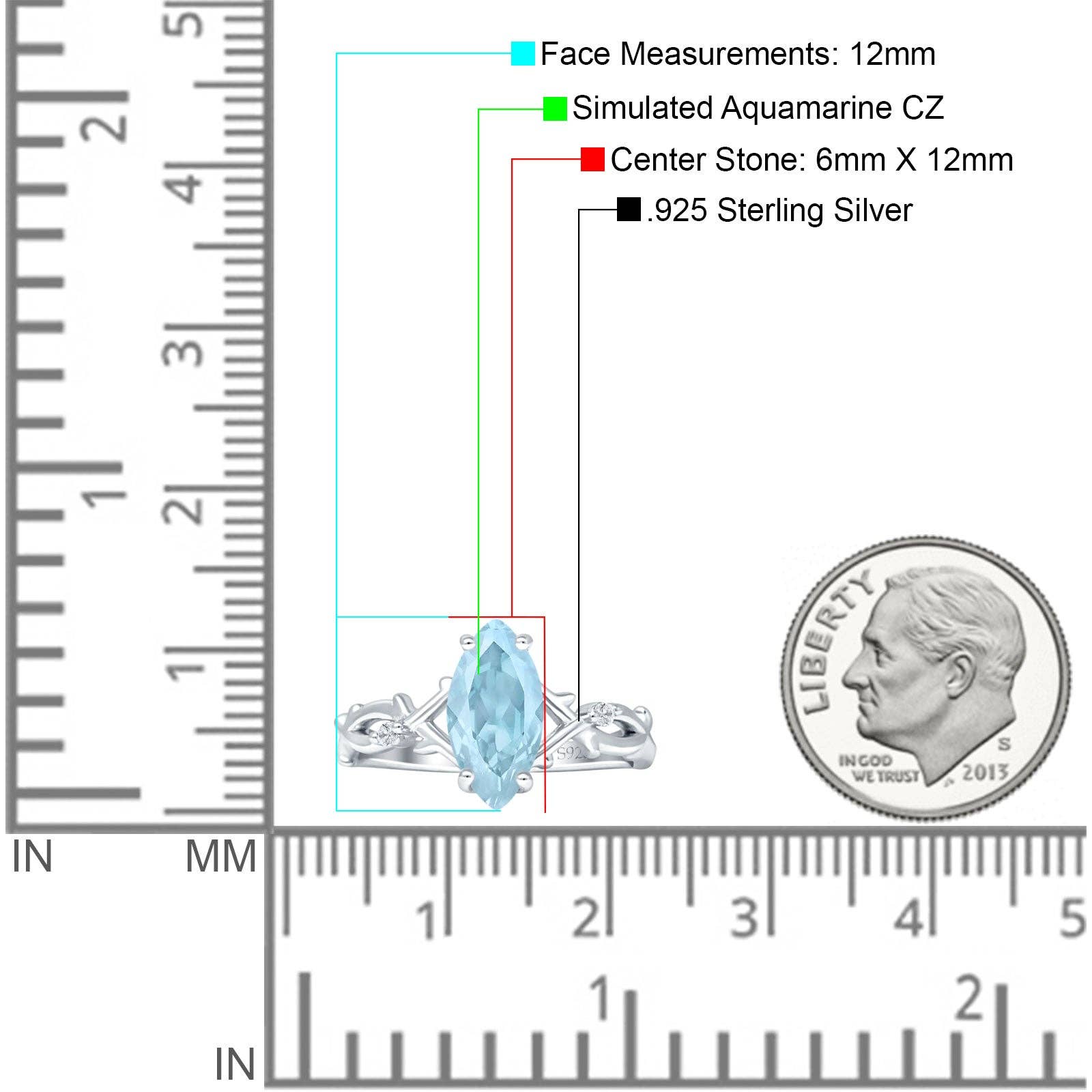 Marquise Split Shank Infinity Twisted Ring Aquamarine CZ for wholesale on Faire3