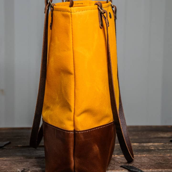 In Blue Handmade - Wholesale Tote bag – Women's - Essential Waxed Canvas and Leather Tote with Options4