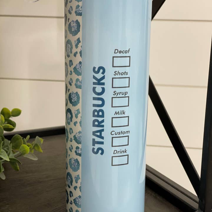 CMD Wholesale - Wholesale Insulated Mug/Tumbler - Teal Leopard Starbucks 20oz Skinny Tumbler3
