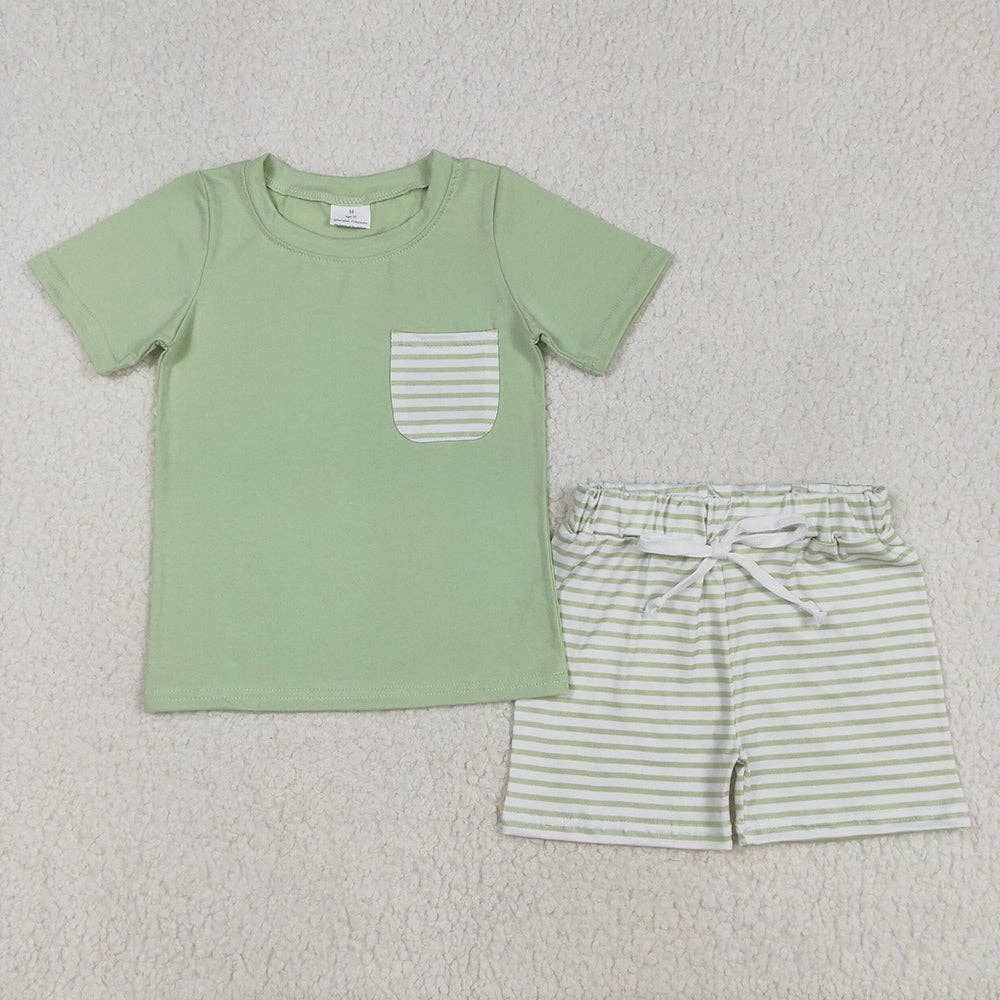 Aier Wholesale - Wholesale Top & Short Set - Kids - Sibling Baby Boys Cotton Pocket Top Shorts Outfits Sets5