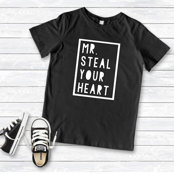 Mr Steal Your Heart | Funny Kids Shirt | Cute Kids Shirt | Kids Valentines Shirt for wholesale by Fraser & Pine | Sweet Lavations
