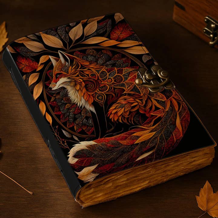 Fox Grimoire Handmade Magical Spellbook leather Journal  for wholesale by MNM HANDICRAFTS
