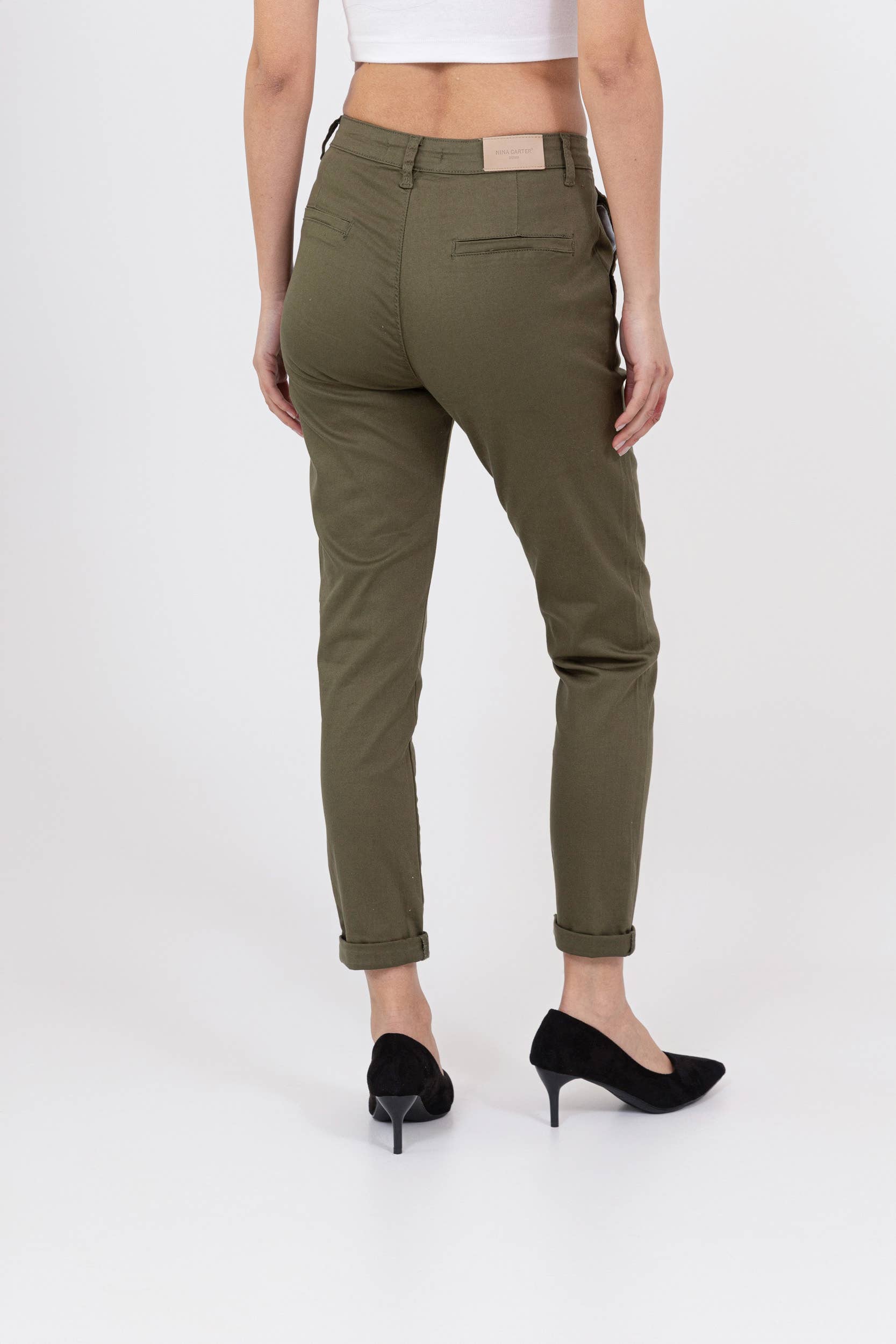 Nina Carter - Vente Pantalon – femme - Pantalon chino stretch taille haute confort Nina Carter J25034