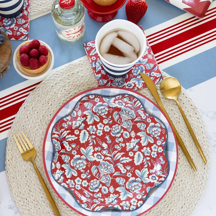 My Mind’s Eye - Wholesale Disposable Plate - HAM1042 - Hamptons Floral Wave Paper Plate