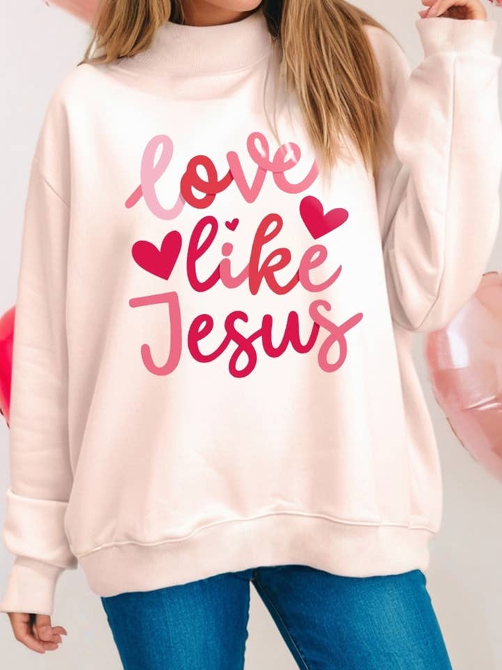 LDC Embroidered Mock Neck Valentines Day Sweatshirt for wholesale by Little Daisy Closet