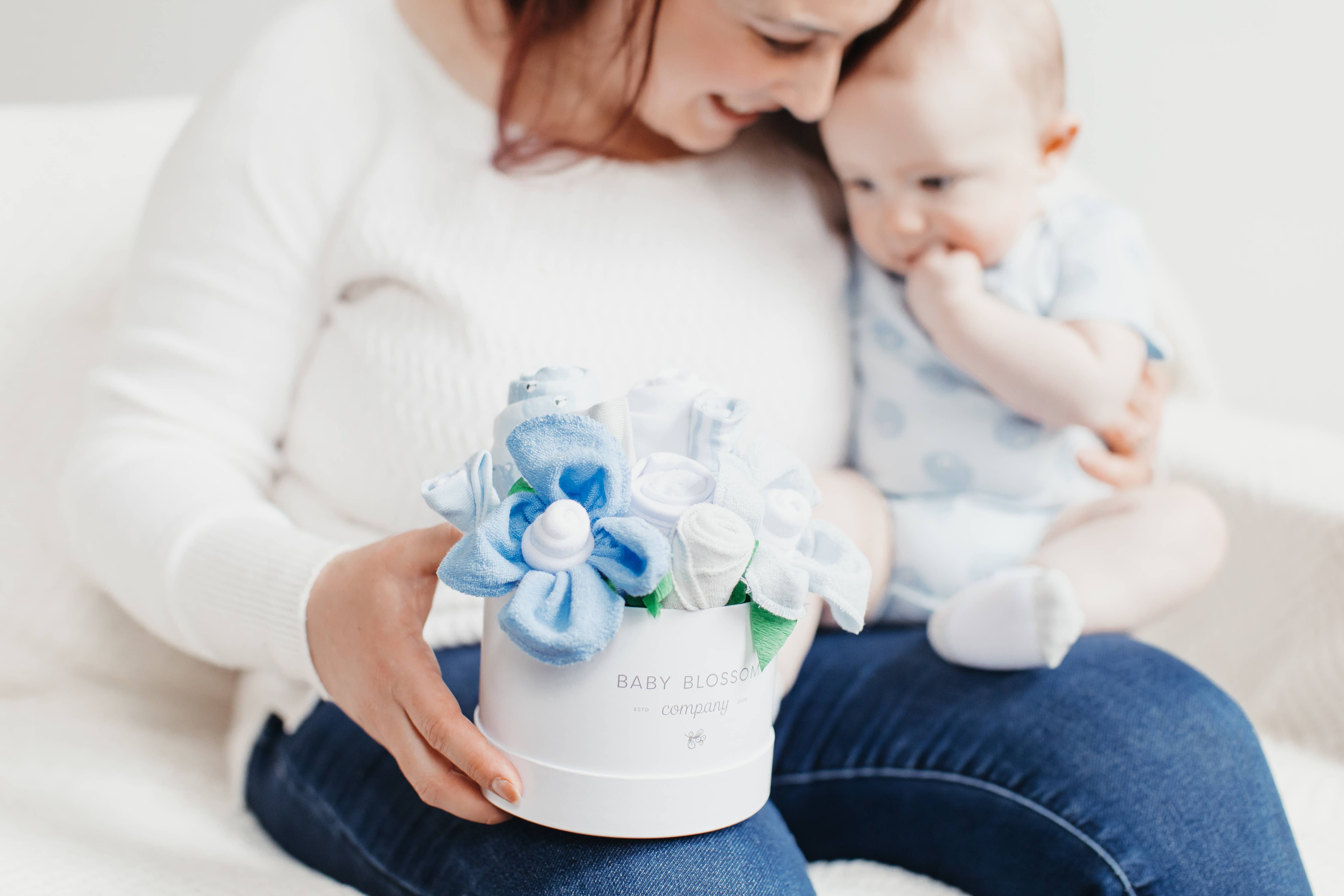 Baby Blossom Company - Wholesale New Mom Gift Box/Set - Petite Baby Boy Gift Set Flower Bouquet - Bear3