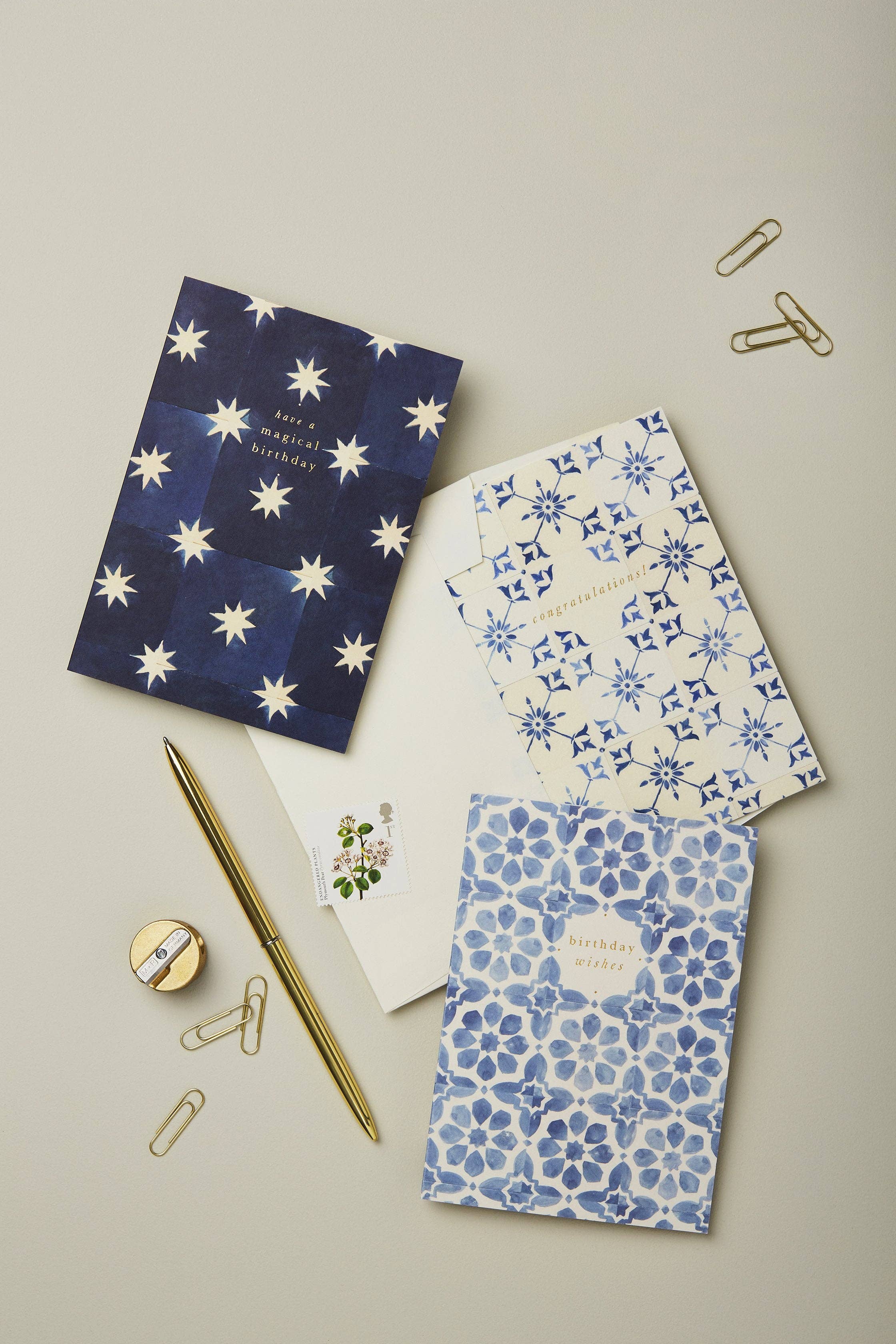 Wanderlust Paper Co - Vente Cartes d'anniversaire - Carte de vœux d'anniversaire Blue Tile1