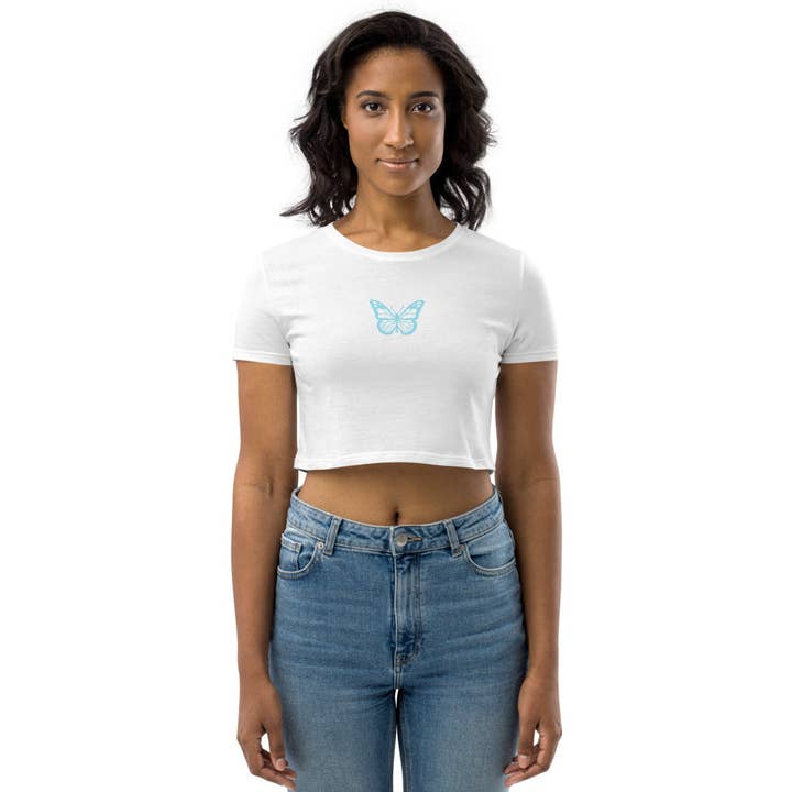 Organic Cotton Butterfly Crop Top for wholesale by 858 The Label