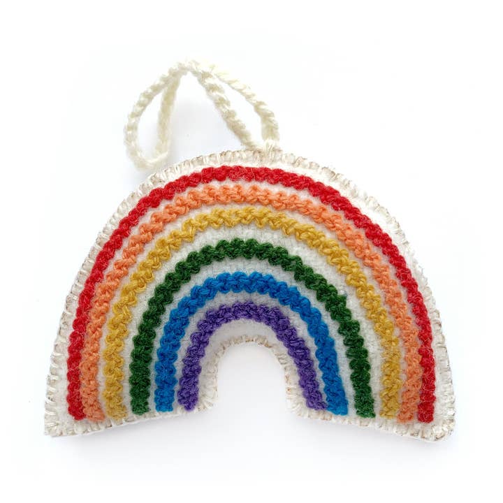 Rainbow Embroidered Wool Christmas Ornament for wholesale by Ornaments 4 Orphans
