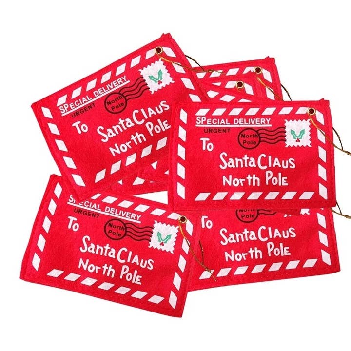 Red Letters to Santa Ornament, Envelope Ornament that opens for wholesale on Faire