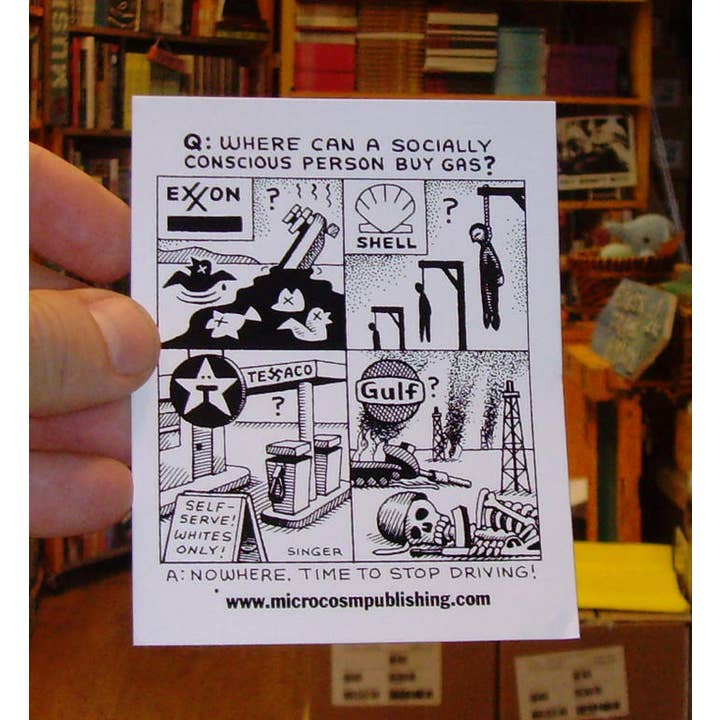 Sticker #163: Socially Conscious Gas for wholesale by Microcosm Publishing & Distribution